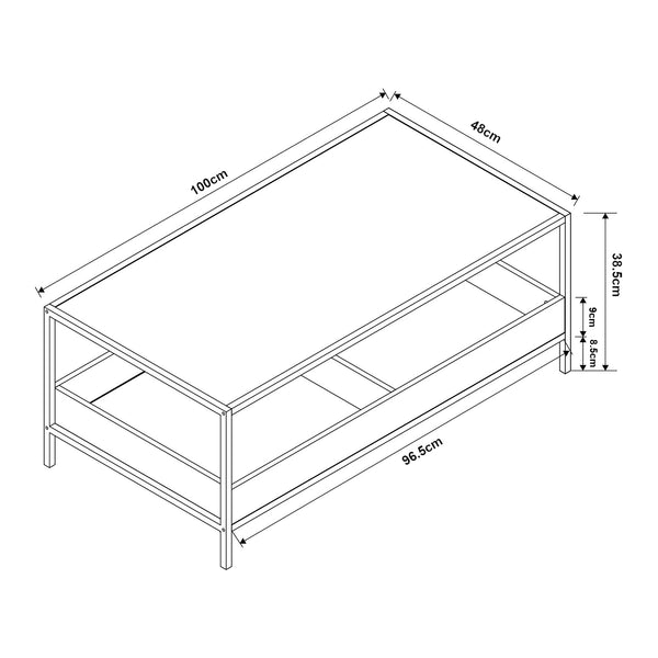 Table basse Belana 100 x 48 x 39 cm noir effet chêne [en.casa]