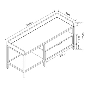Meuble TV Belana 120 x 40 x 54 cm noir / effet effet chêne [en.casa] 