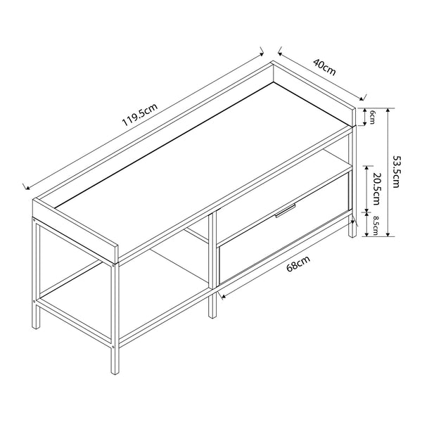 Meuble TV Belana 120 x 40 x 54 cm noir / effet effet chêne [en.casa] 