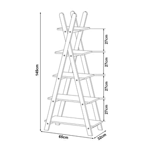 Kinderboekenkast Vanlilu 145x65x32 cm naturel en wit [en.casa]