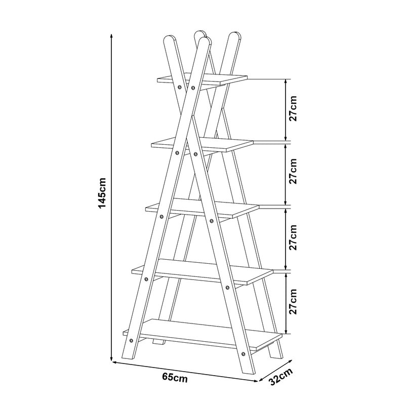 Maatschets Kinderboekenkast Vanlilu 145x65x32 cm naturel en wit [en.casa]