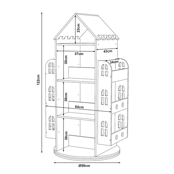Kinderboekenkast Sanköre 122x64x43 cm naturel [en.casa]