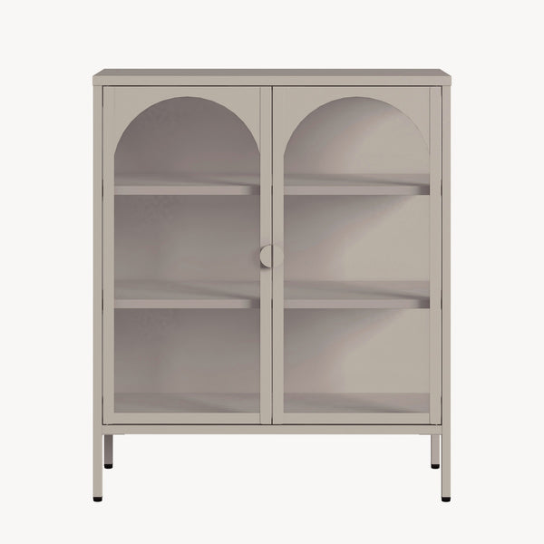 Dressoir Klippestad vitrinekast 95x80x35 cm camel [en.casa]