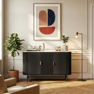 Buffet Olvehok 110 x 40 x 77 cm effet marbre noir [en.casa]