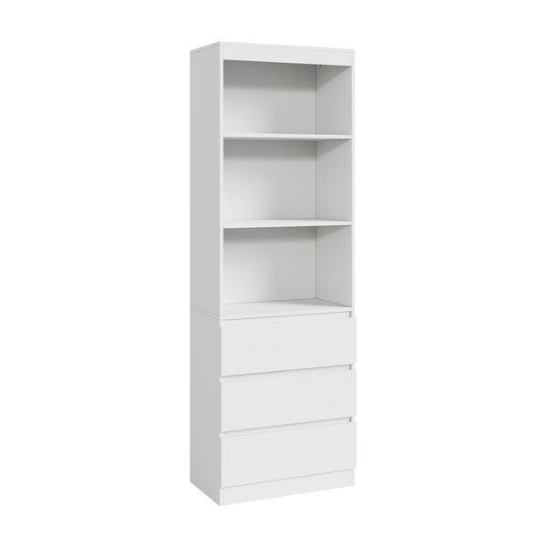 Boekenkast Les met 3 lades en open vakken 180x60x35 cm wit [en.casa]