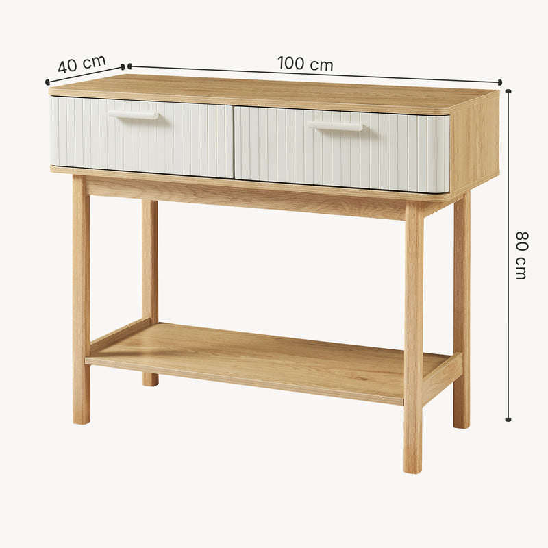 Croquis coté Table console Ferrersp 100 x 40 x 80 cm effet chêne / couleur sable [en.casa]