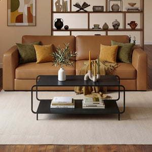 Table basse Færder acier 115 x 50 x 45 cm noir mat [en.casa]