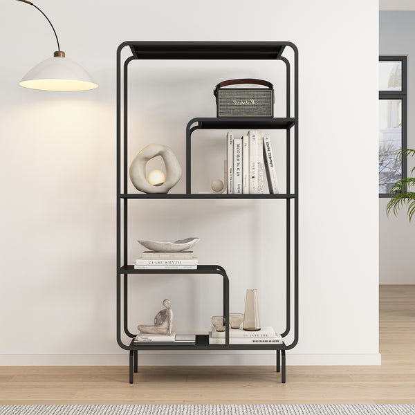 Étagère autoportante Færder acier 145 x 76 x 33 cm noir [en.casa]
