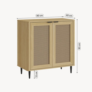 Commode Lukhomso 83x80x40 cm eikenkleurig en zwart [en.casa]