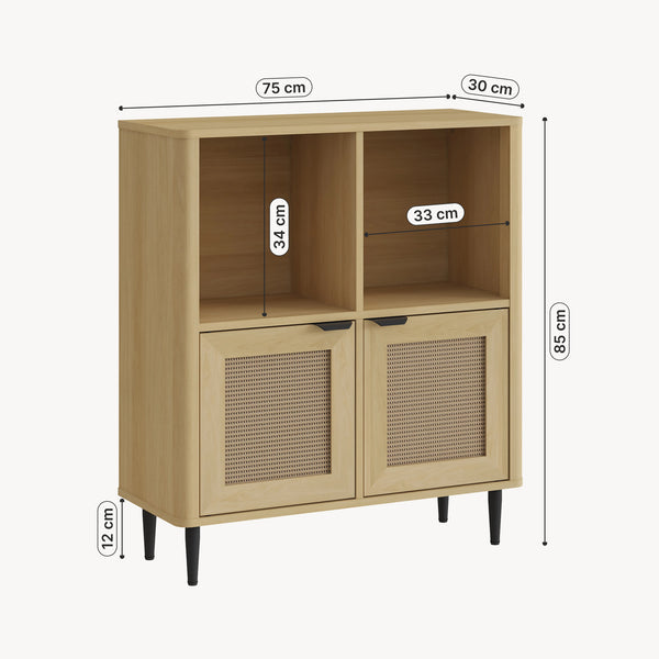 Commode Lukhomso 85x75x30 cm eikenkleurig en zwart [en.casa] 