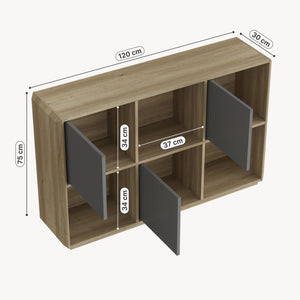 Buffet Trömi 75 x 120 x 30 cm effet chêne gris [en.casa]