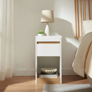 Table de chevet Lure 55 x 30 x 35 cm blanc effet chêne [en.casa]