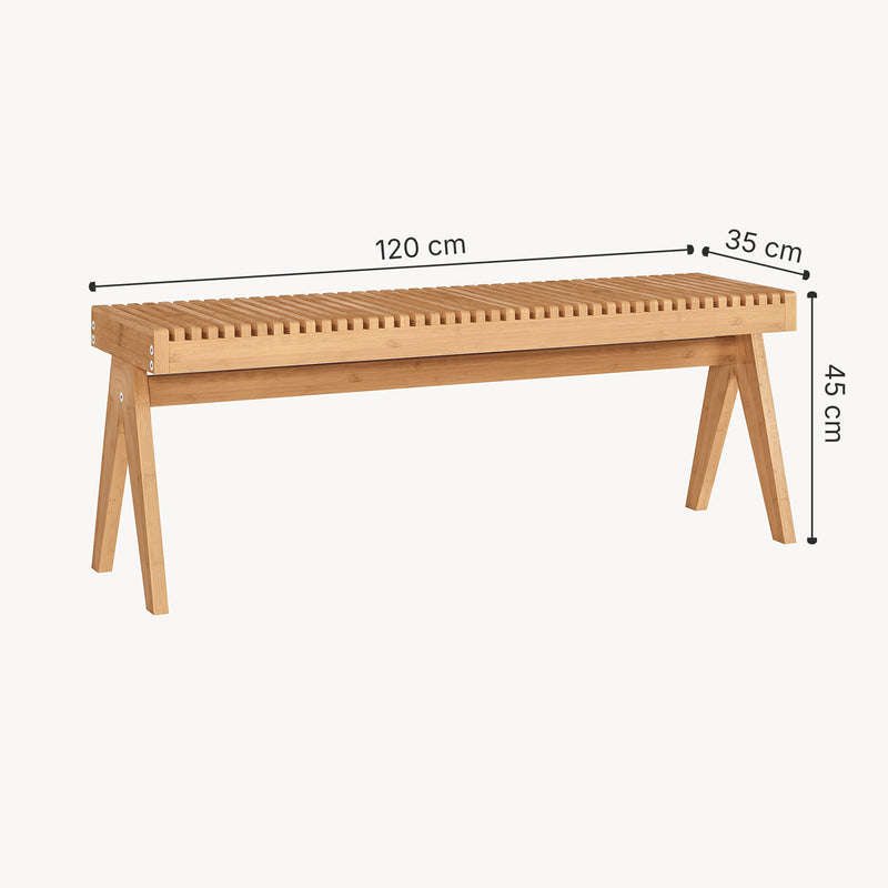 Croquis coté Banc à chaussures Lasdarvoo 120 x 35 x 45 cm bambou naturel [en.casa]