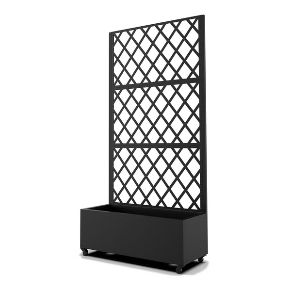 Cloison de séparation avec bac à fleurs Malja acier galvanisé 190 x 82 x 38 cm noir [casa.pro]