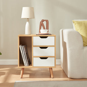 Table de chevet Bordkak 55 x 48 x 30 cm effet chêne blanc [en.casa]