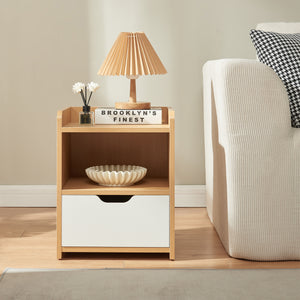Table de chevet Bordkak 45 x 36 x 34 cm effet chêne blanc [en.casa]