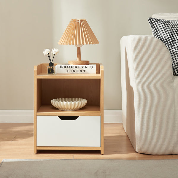 Table de chevet Bordkak 45 x 36 x 34 cm effet chêne blanc [en.casa]