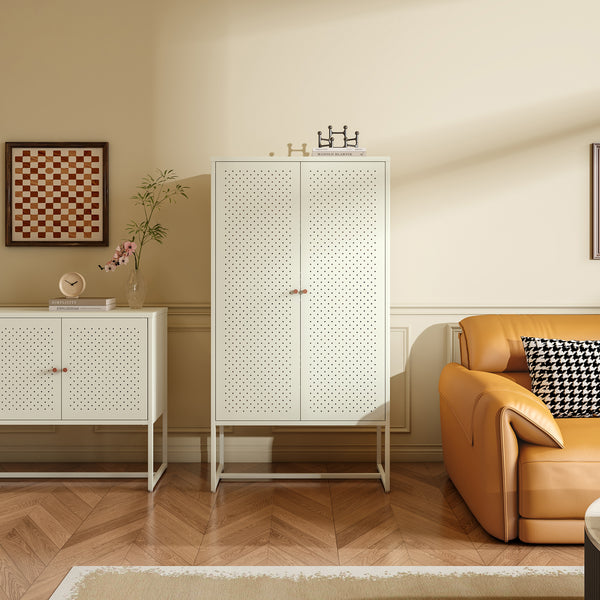 Armoire multifonctionnelle Viitasaari 150 x 80 x 40 cm acier blanc crème [en.casa]