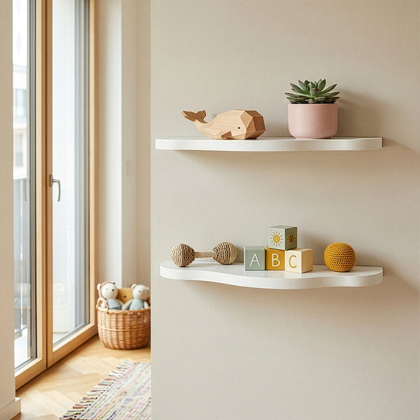 Wandplank Sirlstalo set van 2 voor kinderkamer 57x19x3 cm wit [en.casa] 