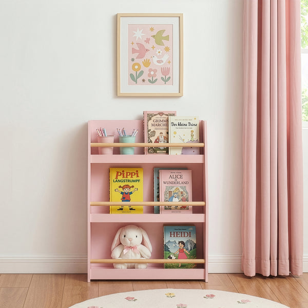 Kinderboekenrek Virer met 3 open vakken 78x60x18 cm roze [en.casa] 