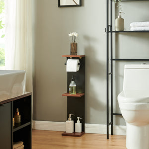 Toiletpapierhouder Trond 76x18x18 cm Zwart/Walnootlook [en.casa]