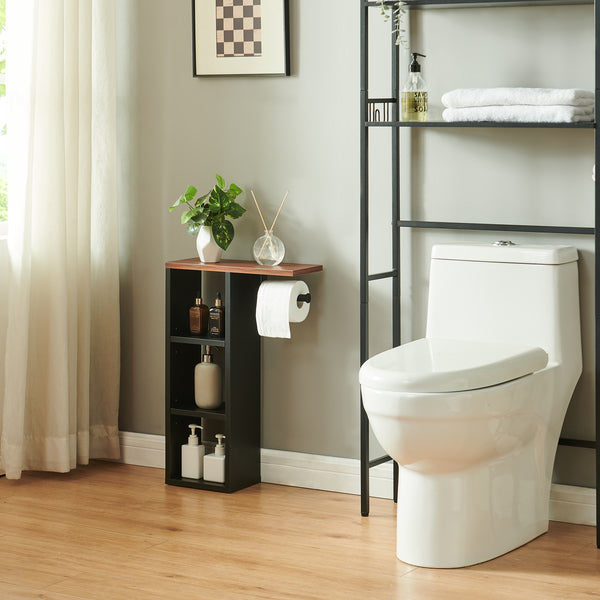 Porte-papier toilette Trond 60x40x16 cm Noir/Aspect noyer [en.casa]