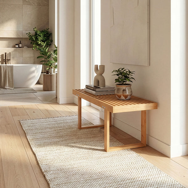 Zitbank Aarela 91x41x38 cm Bamboe [en.casa]