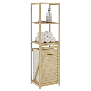 Badrek met wasmand Anun 130x36x33 cm bamboe houtkleurig [en.casa]