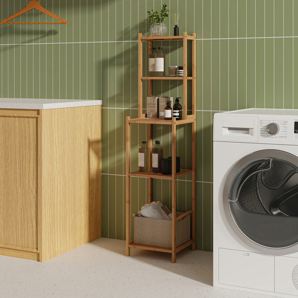 Badrek Anun 128x30x30 cm Bamboe Naturel [en.casa]