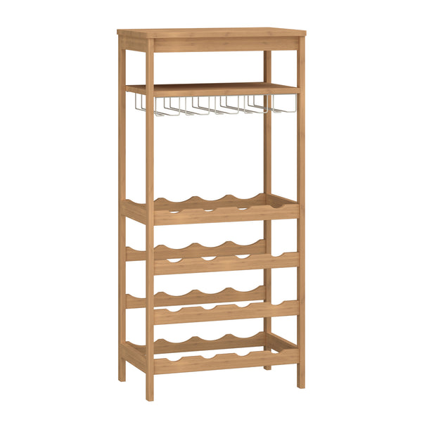 Wijnrek Fillby met glashouder bamboe 80x30x85 cm naturel [en.casa] 