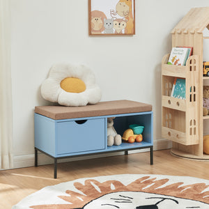 Banc à chaussures Colwyn 80 x 40 x 45 cm bleu [en.casa]