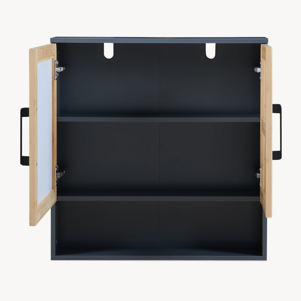 Spiegelkast Svanes 58x56x13 cm Donkergrijs/Natuur [en.casa]