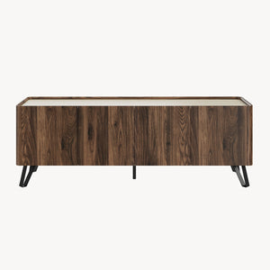 Meuble TV Trorlon 160x40x55 cm aspect noyer/travertin [en.casa]