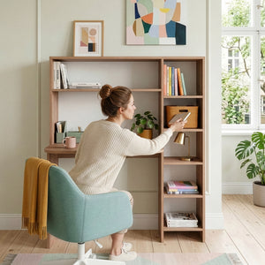 Bureau Onega met opbergrek 143x114x40 cm houtkleurig [en.casa]