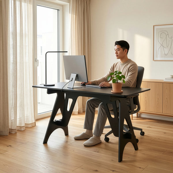 Bureau Bostenenna 120 x 60 x 75 cm noir effet bois veiné [en.casa]