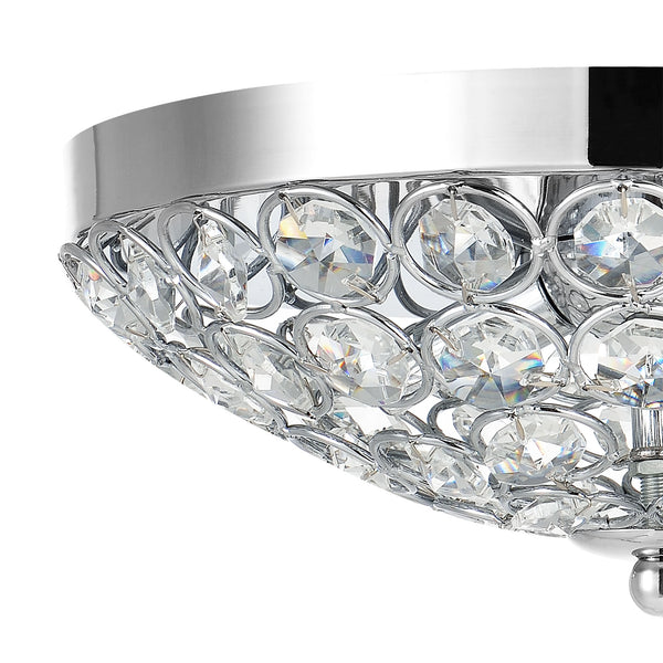 Plafonnier Design avec Cristaux Synthétiques 2 x G9 28W en Aluminium Chromé Diamètre 30 cm Chrome [lux.pro]
