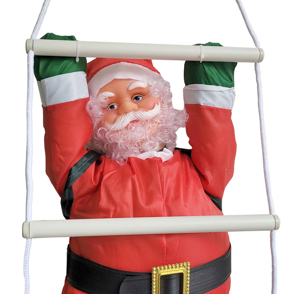 Klimmende Kerstman 60 cm op ladder 85x25 cm