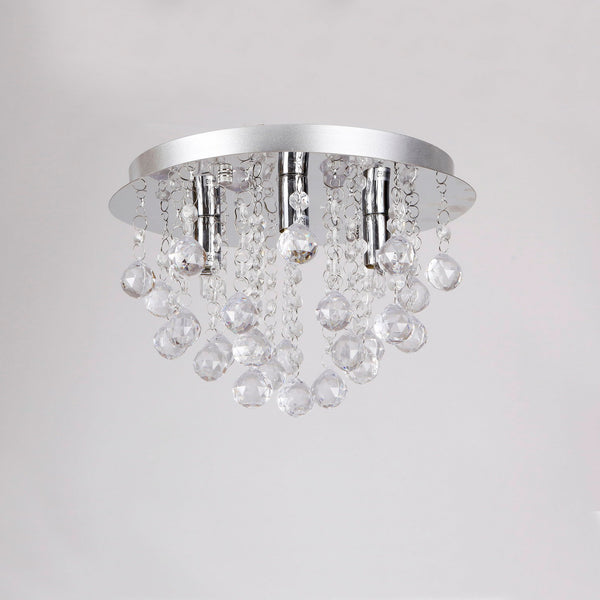 Plafondlamp Trio met kristallen 20xØ28 cm chroom 3xG9