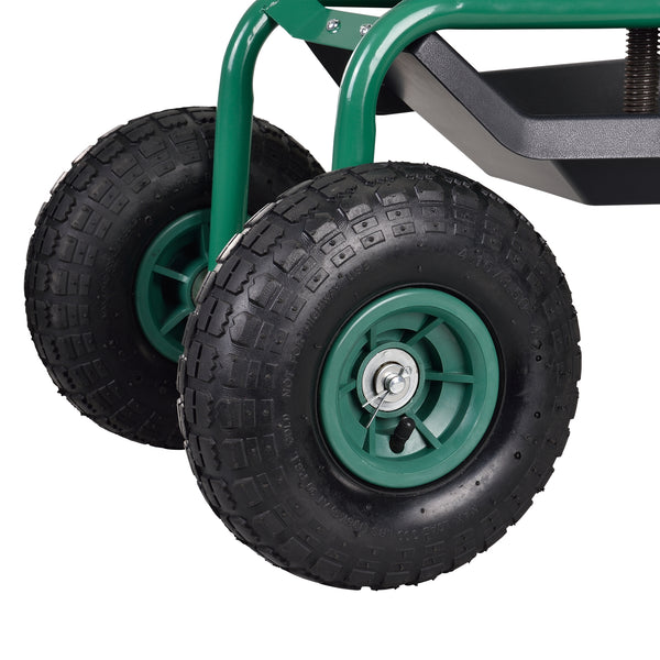 Siège de Jardin Roulant pour Travail Capacité jusqu'à 135 kg Vert 81 x 45 x 54 cm [pro.tec]