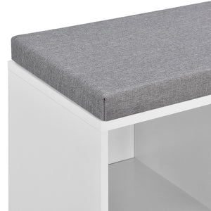 Schoenenkast 103x30x48 cm met zitkussen donkergrijs en wit