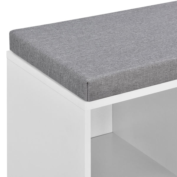 Schoenenkast 103x30x48 cm met zitkussen donkergrijs en wit