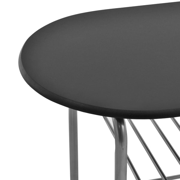 [en.casa] Set de salle à manger table avec 2 chaises set de bistro noir et argent 80 x 53 x 74,5 cm