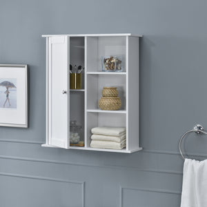 Armoire murale de salle de bain 71 x 60 x 18 cm MDF laqué Blanc [en.casa] 