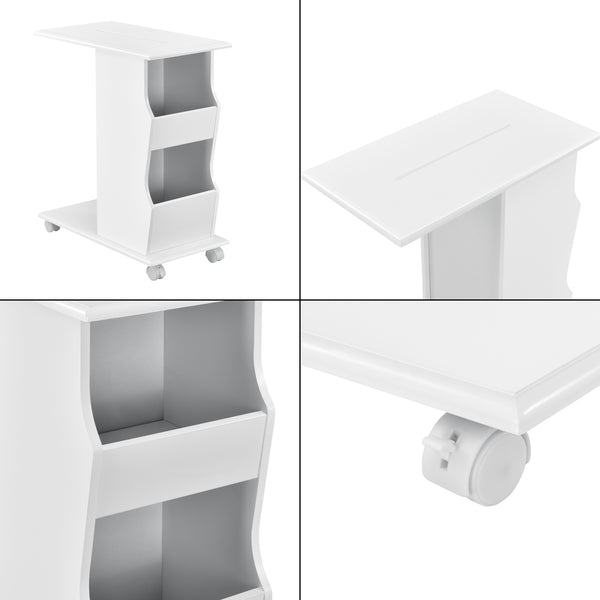 Table Basse Kungälv à roulettes 53 x 30 x 63 cm blanc [en.casa]