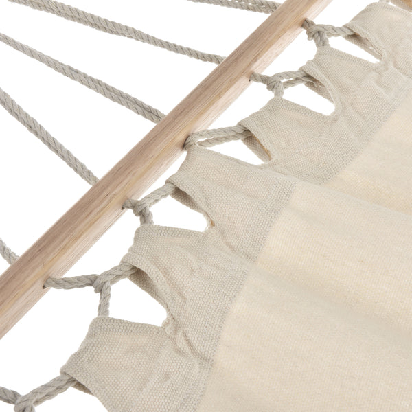 Chaise Hamac à Franges Fauteuil Suspendu avec Cordes Tressées pour Intérieur Extérieur Jusqu'à 150kg 200x80cm Crème [casa.pro]