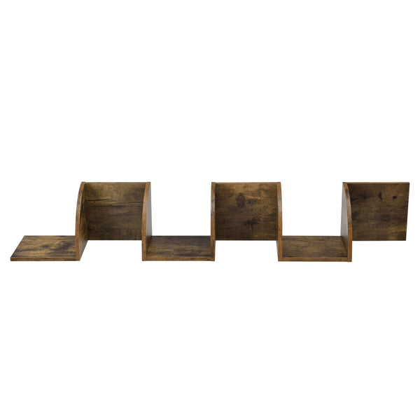 Étagère d'Angle en Forme Zigzag Meuble de Rangement Murale Capacité de Charge Jusqu'à 15 kg 123 x 19,5 x 19,5 cm MDF Mat Laqué Noix [en.casa]
