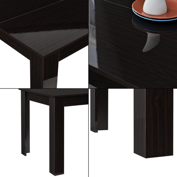 Table de Salle à Manger Skien pour 4 Personnes 117 x 76 x 74 cm Effet Noyer Foncé Brillant [en.casa]