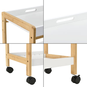 Keukentrolley Lugano met 3 planken 75x46x35 cm hout en wit
