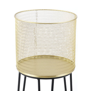 Bloempot op standaard Menen set van 2 zwart en goud