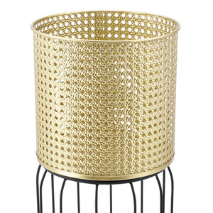 Ensemble de 2 Supports de Plantes Maaseik Noir Doré [en.casa]
